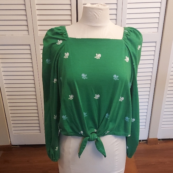 Charter Club Tops - Charter Club Green Floral Blouse